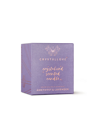 Candela di soia con ametista e lavanda in contenitore di vetro Crystallove - 3
