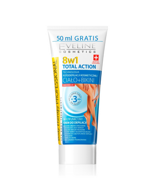 Crema multifunzionale per la depilazione del corpo e della zona bikini 8in1 total action Eveline - 1