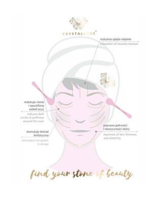 Massaggiatore 3D per occhi in quarzo rosa e applicatore per crema Crystallove