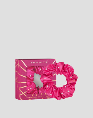 Elastico per capelli in seta con cristalli – hot pink Crystallove - 1