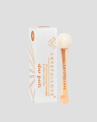 Massaggiatore contorno occhi 3D con cristallo di rocca e applicatore per crema Crystallove