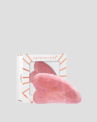 Piastra per massaggio viso gua sha in quarzo rosa - pietra dell'amore Crystallove - 1