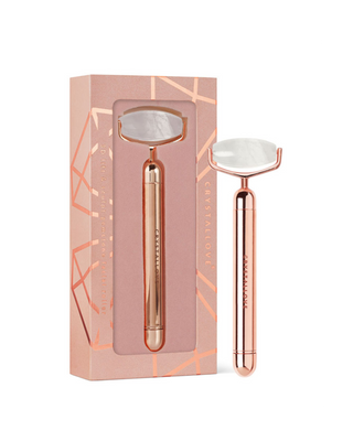 Rullo a impulsi in cristallo di rocca per massaggio del viso Rose Gold Crystallove - 1
