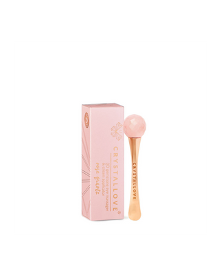 Massaggiatore 3D per occhi in quarzo rosa e applicatore per crema Crystallove