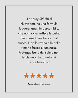 Nutridome nebbia leggera per il viso SPF 50 protezione UVB, UVA spray - 5