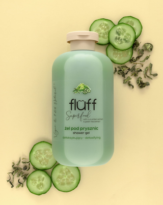 Gel Doccia Tonificante Detergente per la Pelle con Tè Verde e Cetriolo Fluff