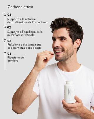 Integratore alimentare a base di carbone attivo per la pulizia e il legame con le tossine Nutridome 60 capsule - 2