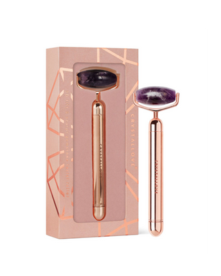 Rullo a impulsi in ametista per il massaggio del viso Rose Gold Crystallove - 1
