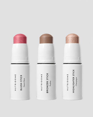 Set per il trucco e il contouring del viso: bronzer, blush e illuminante in stick, Nutridome
