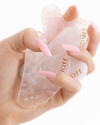 Quarzo rosa Gua Sha per il massaggio del viso per ridurre il gonfiore ed aumentare la compattezza Fluff - 3