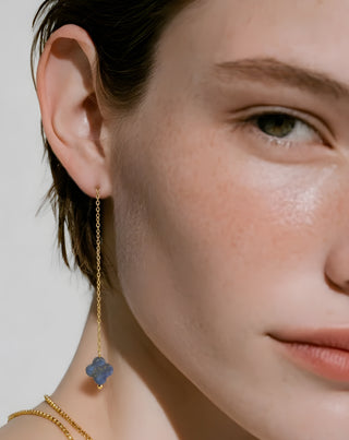 Orecchini placcati oro con pietre naturali lapislazzuli Set di orecchini Mys - 4