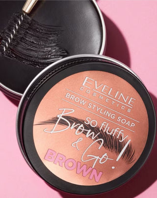 Sapone vegano per lo styling delle sopracciglia So fluffy brown Brow&Go di Eveline - 2