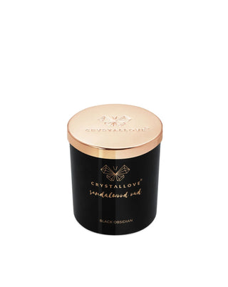 Candela di soia con ossidiana nera al profumo di resina di legno oud Crystallove - 2