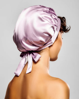 Cuffia di seta rosa per capelli ricci e mossi per dormire Twisty - 3