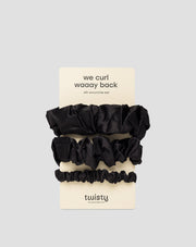 Set di elastici neri per capelli in seta naturale 100% Twisty 3 pezzi