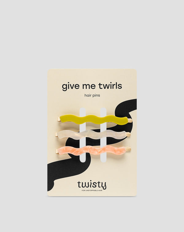 Set di forcine ondulate per capelli perla, verde, rosa Twisty 3 pz.