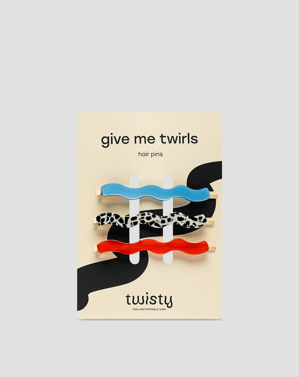 Set di forcine ondulate per capelli marmo, azzurro, rosso Twisty 3 pz.