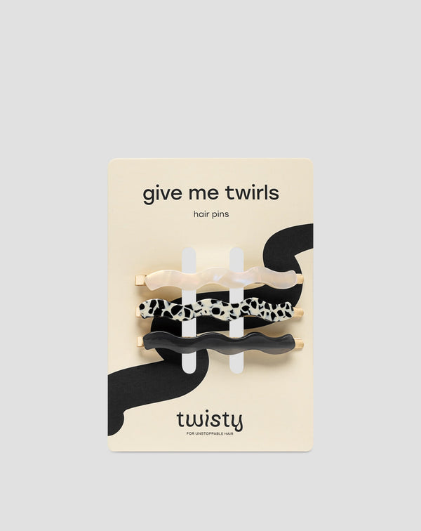 Set di forcine ondulate per capelli  marmo, perla, nero Twisty 3 pz.