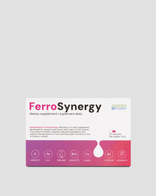 Integratore alimentare per la carenza di ferro per favorirne l'assorbimento con vitamina C, B12 e acido folico Gardenpharm FerroSynergy 30 pz. - 1