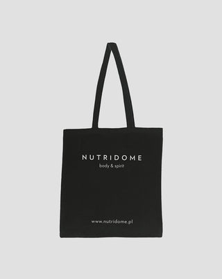 Torba bawełniana na zakupy z nadrukiem ekologiczna czarna Nutridome - 1