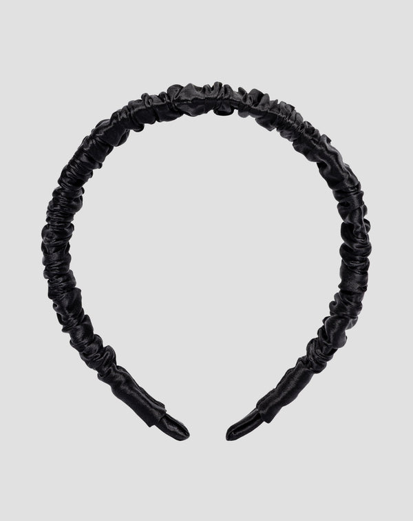 Cerchietto per capelli in seta 100% naturale color nero Twisty