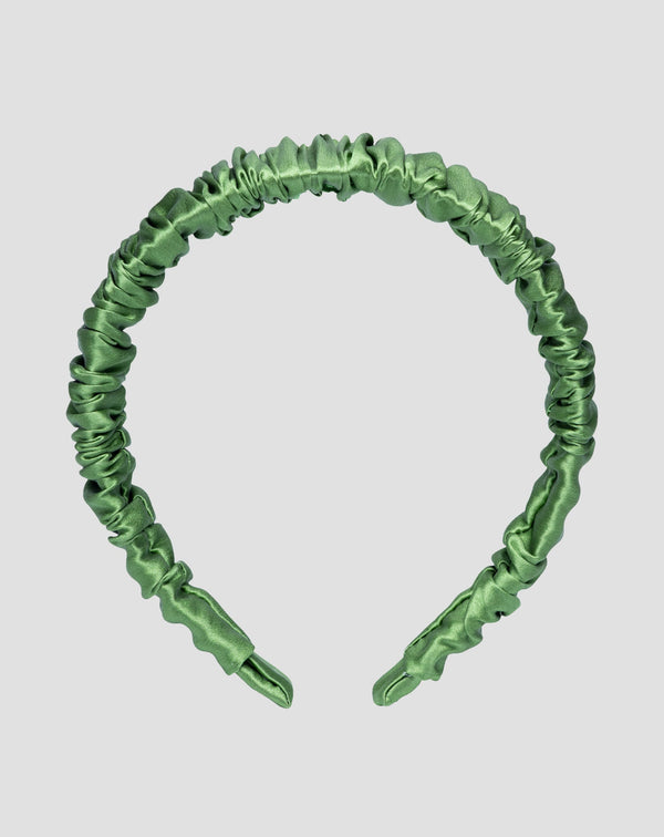 Cerchietto per capelli in seta 100% naturale color verde Twisty
