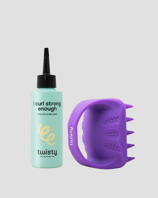 Set spazzola massaggiante in silicone + peeling enzimatico per la pulizia e la stimolazione della microcircolazione del cuoio capelluto Twisty - 1