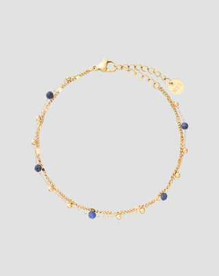 Bracciale in acciaio inossidabile placcato oro con lapislazzuli Mys_3 - 1