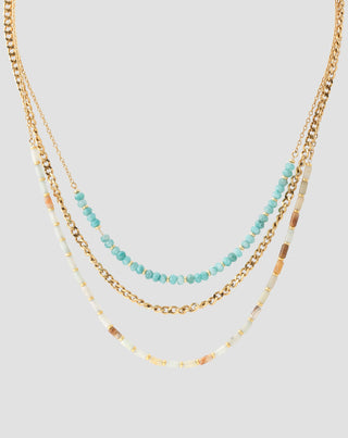 Collana in acciaio inossidabile placcato oro con turchese africano e amazzonite Mys_3 - 4