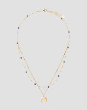 Collana placcata in oro con pietre naturali lapislazzuli con mezzaluna Mys
