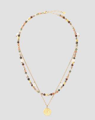 Collana placcata in oro con pietre naturali agata maifan diaspro giada e avventurina Mys - 1