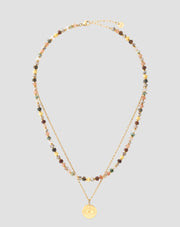 Collana placcata in oro con pietre naturali agata maifan diaspro giada e avventurina Mys