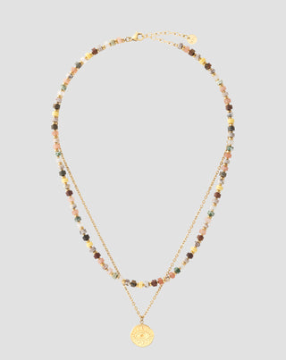 Collana placcata in oro con pietre naturali agata maifan diaspro giada e avventurina Mys - 1