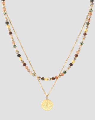 Collana placcata in oro con pietre naturali agata maifan diaspro giada e avventurina Mys - 4