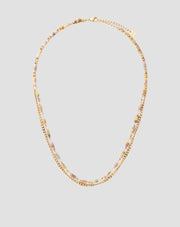 Collana in acciaio inossidabile placcato oro con giada rosa e limone Mys_4
