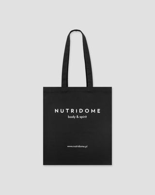 Shopping bag stampata in cotone ecologica nera Nutridome - 1